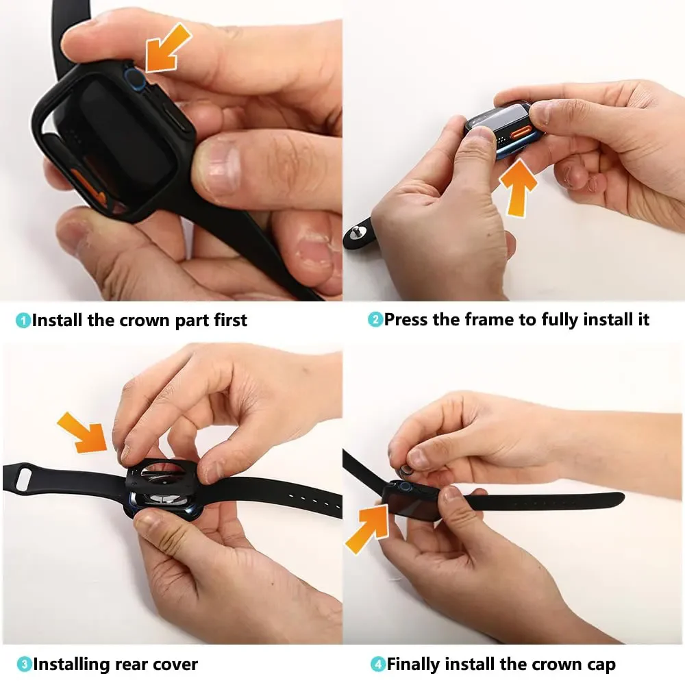 Capa protetora de tela para Apple Watch Series 9 8 7 6 5SE, caixa de vidro temperado de privacidade, 40mm, 41mm, 44mm, 45mm, mudar para ultra