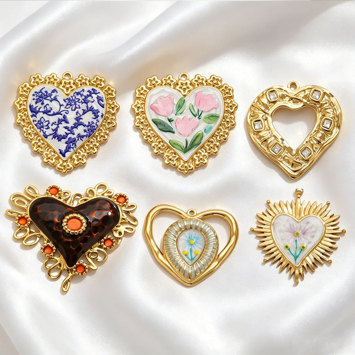 1 Stück Großer Herzanhänger aus 18k Edelstahl für Damen, DIY-Halsketten, Ohrringe, Liebes- und Blumenschmuck, Zubehör, Großhandel