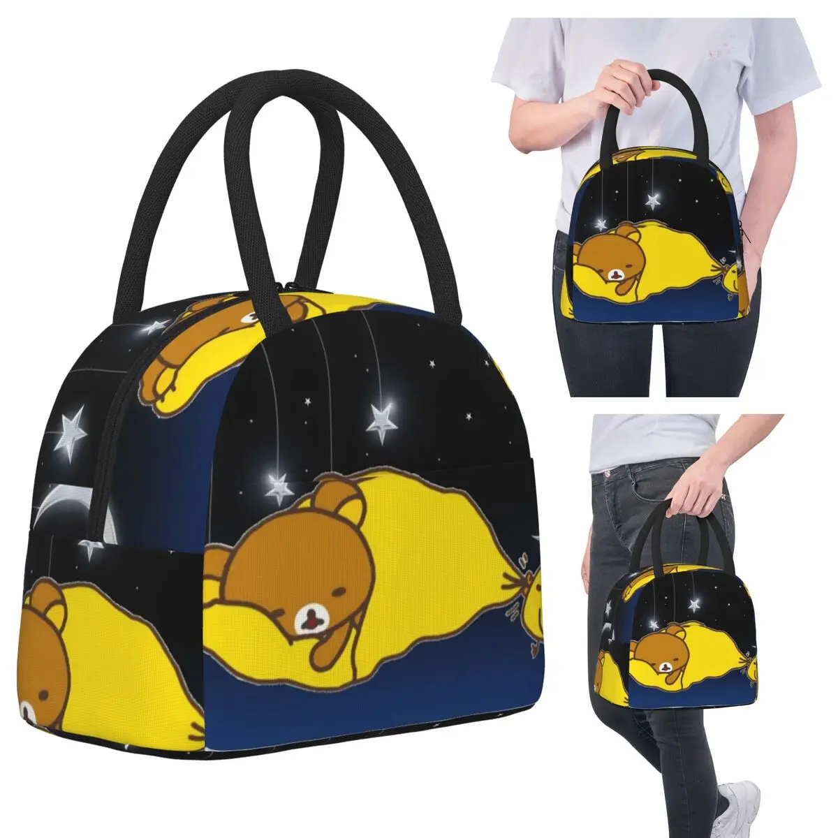 

Rilakkuma Sakura Insulated Lunch Bag for Kids School Cooler Thermal Food Box Tote Portable Lunch Boxes Container