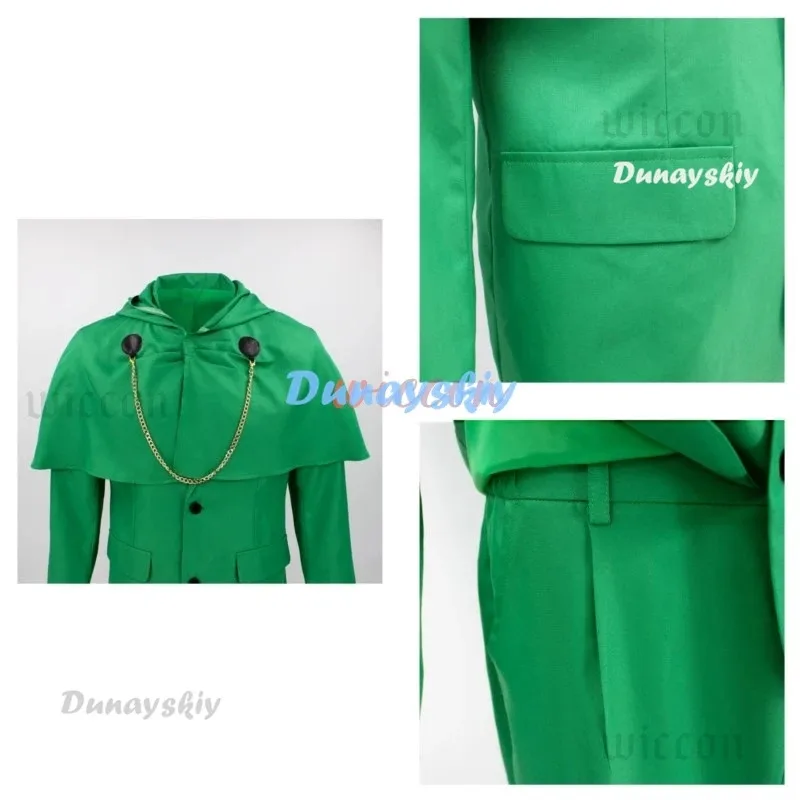 

a7d@Movie Doctor Doom Cosplay Costume Mask Adult Unisex Green Uniform Coat Pants Suit Doom Cosplay Halloween Outfit Partya7d@