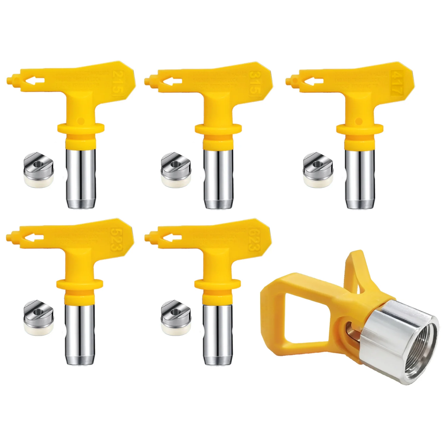 conjunto-de-bicos-para-pulverizador-de-tinta-airless-5-bicos-de-pulverizacao-1-protetor-de-bico-bico-reversivel-para-projetos-de-pintura-residenciais-e-comerciais