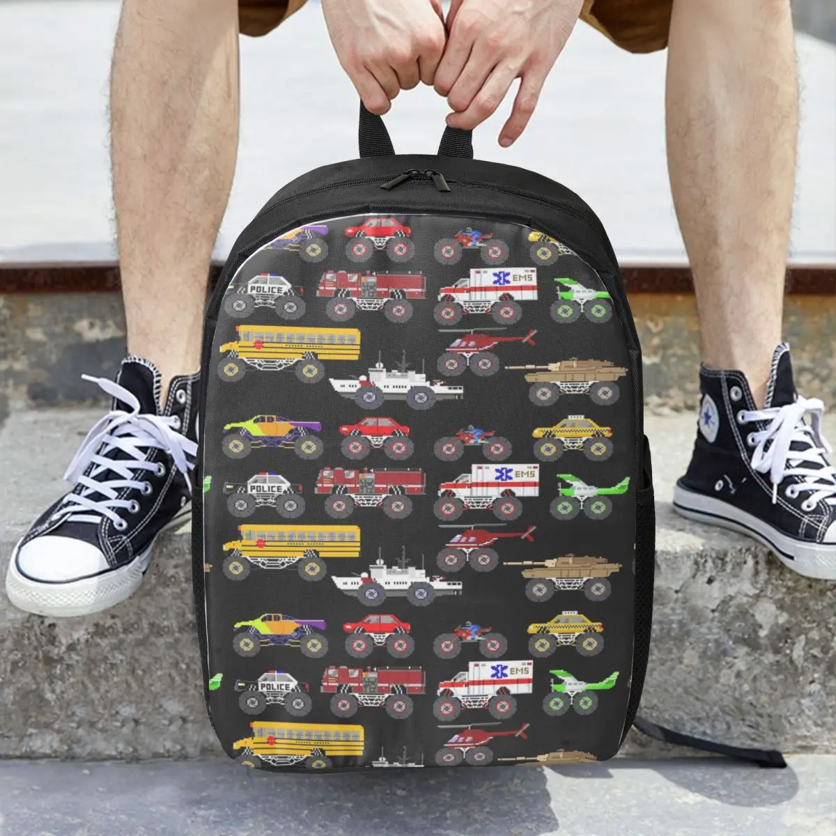 Monster Vehicles The Kids'Picture Show Woman Backpacks Boys Girls Bookbag Children School Bags Portability Rucksack Shoulder Bag