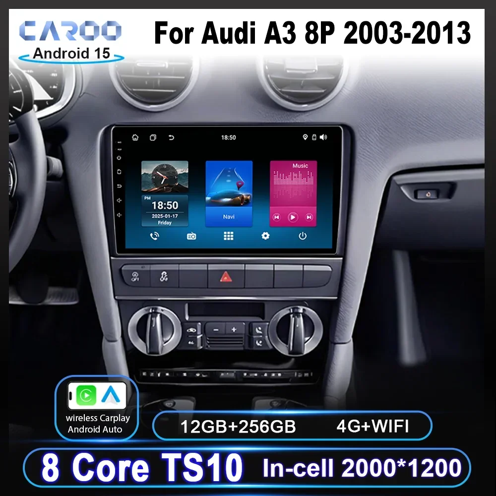 Car Android 15 Radio For Audi A3 2 8P 2003-2013 S3 2 2006-2012 RS3 1 2011 2012 Auto Stereo Multimedia Player GPS Navigation 2DIN