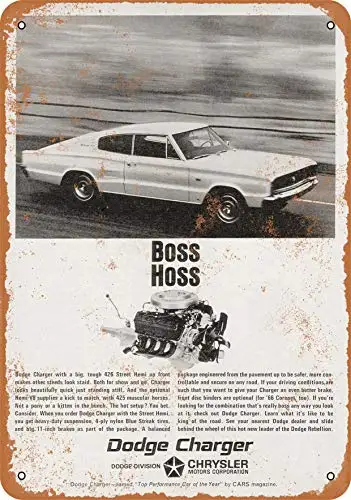 Wall-Color  Metal Sign - 1966 Charger 426 Street Hemi Hoss - Vintage Look