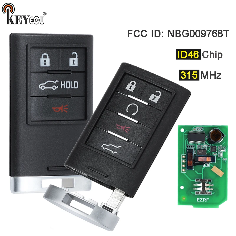 

KEYECU 315MHz ID46 Chip FCC ID: NBG009768T Keyless Smart Remote Key Remote Key Fob for Cadillac SRX 2010-2014 ATS XTS 2013-2014