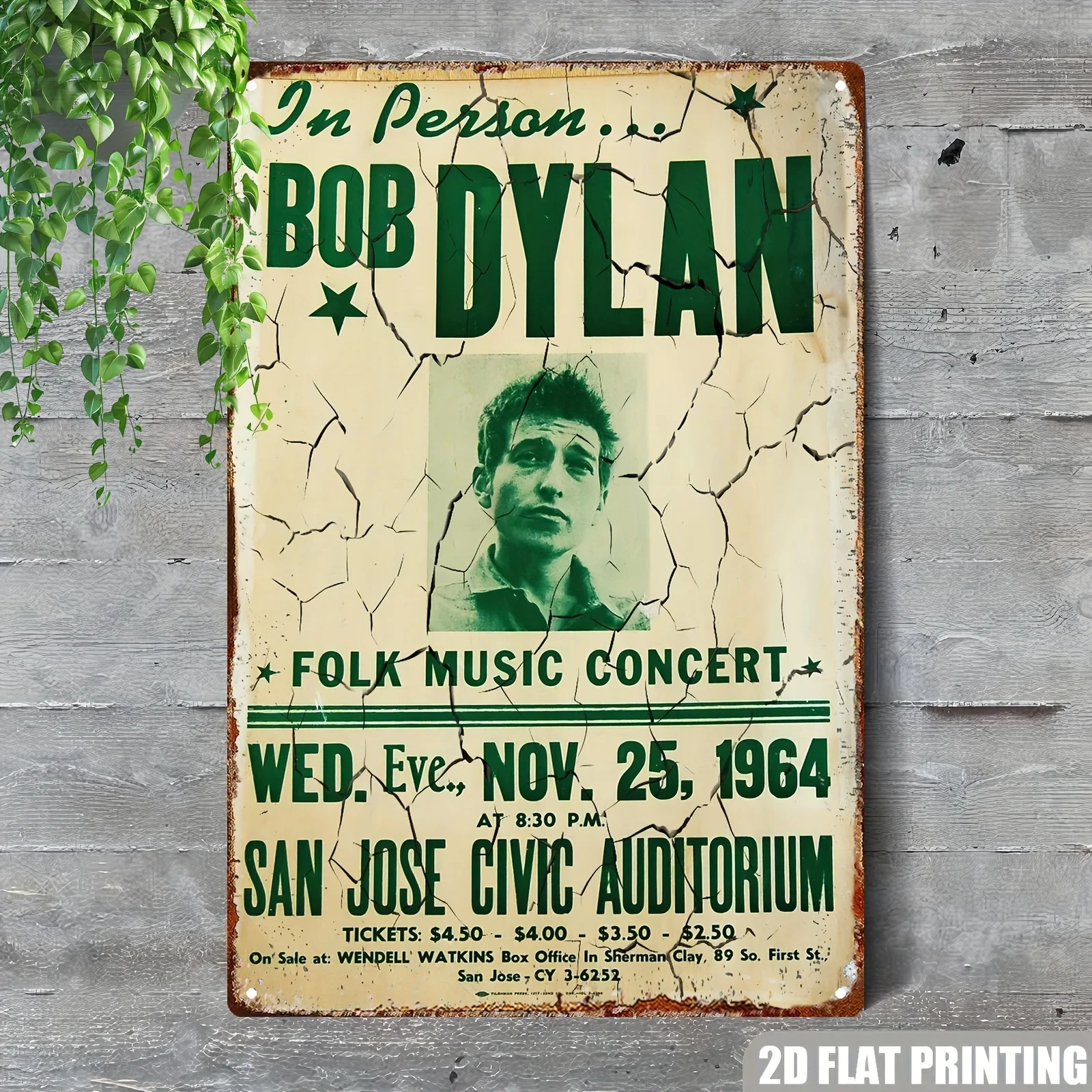 Bob Dylan Concert Retro Metal Sign, , suitable for home, garage, garden, street, doorway, bar, club, restaurant, café wall decor