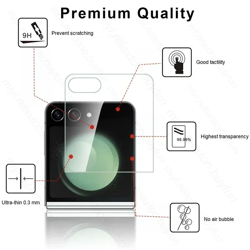 Sumsung ZFlip5 Glass 2PCS Protector de pantalla trasera completa de vidrio templado para Samsung Galaxy Z Flip5 5G Flip 5 6 Z5 vidrio protector