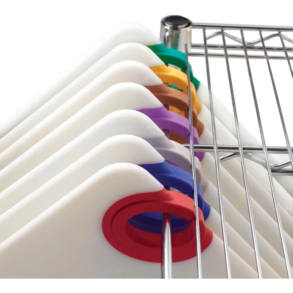 لوح تقطيع غير قابل للانزلاق مع خطاف، لون HACCP أزرق مقاس 18 × 24 بوصة مشفر لسلامة المطبخ #3