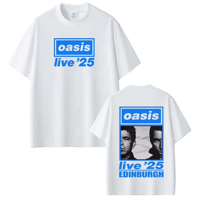 Повседневная свободная хлопковая футболка, подарочный топ для фанатов, футболка с принтом British Rock Band OASIS Live 25, мужская и женская футболка в стиле хип-хоп