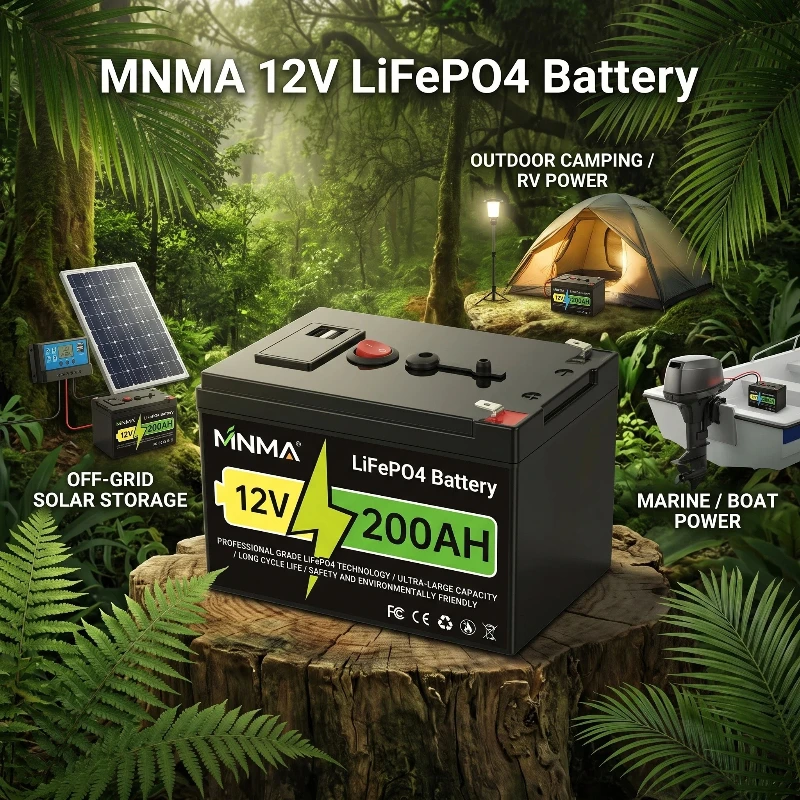 12V 160Ah 180Ah 200Ah Battery with Built-in BMS Large Capacity Lifepo4 Rechargeable Battery, Used for RV and Backup Power Supply