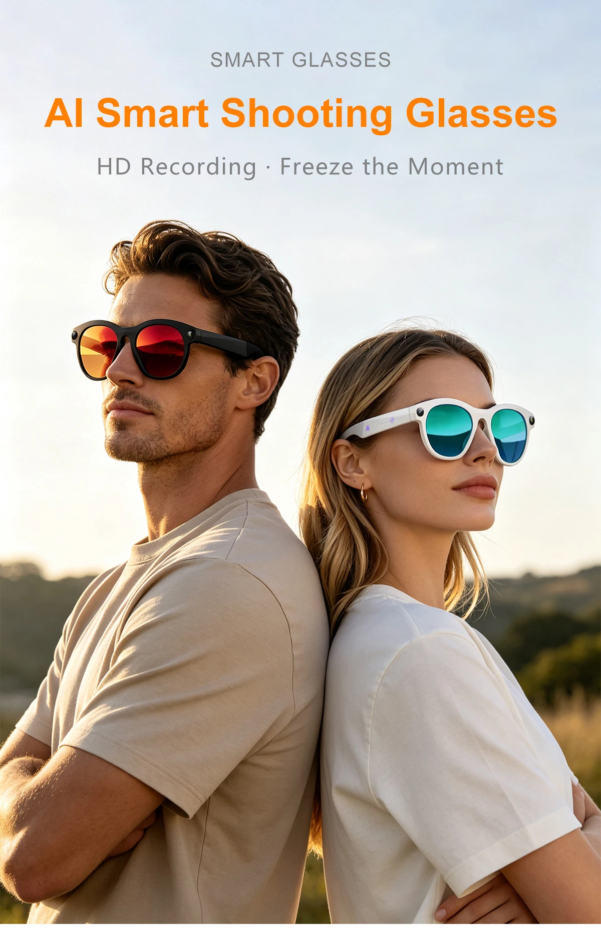 M88 Pro KI-Smart-Brille 5-Megapixel-Kamera Bluetooth EIS-Bildstabilisierung Videoaufnahme und Übersetzung – Detail 1