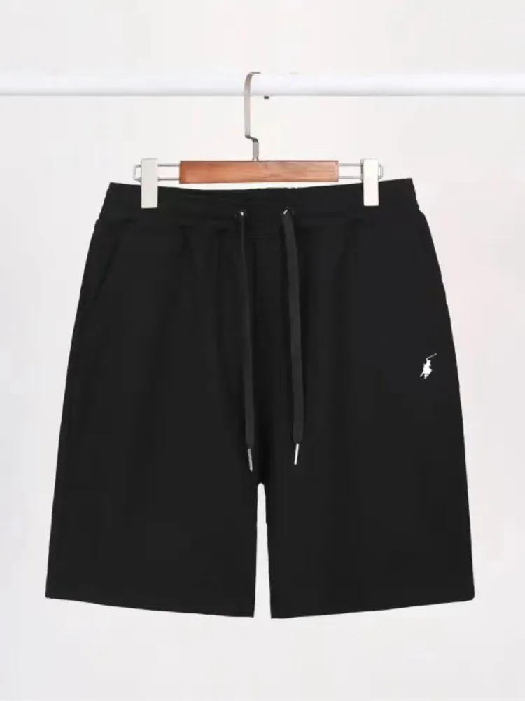Summer RL men's shorts, 5-point POLO cotton shorts, solid color sports pants, casual vacation, loose fit