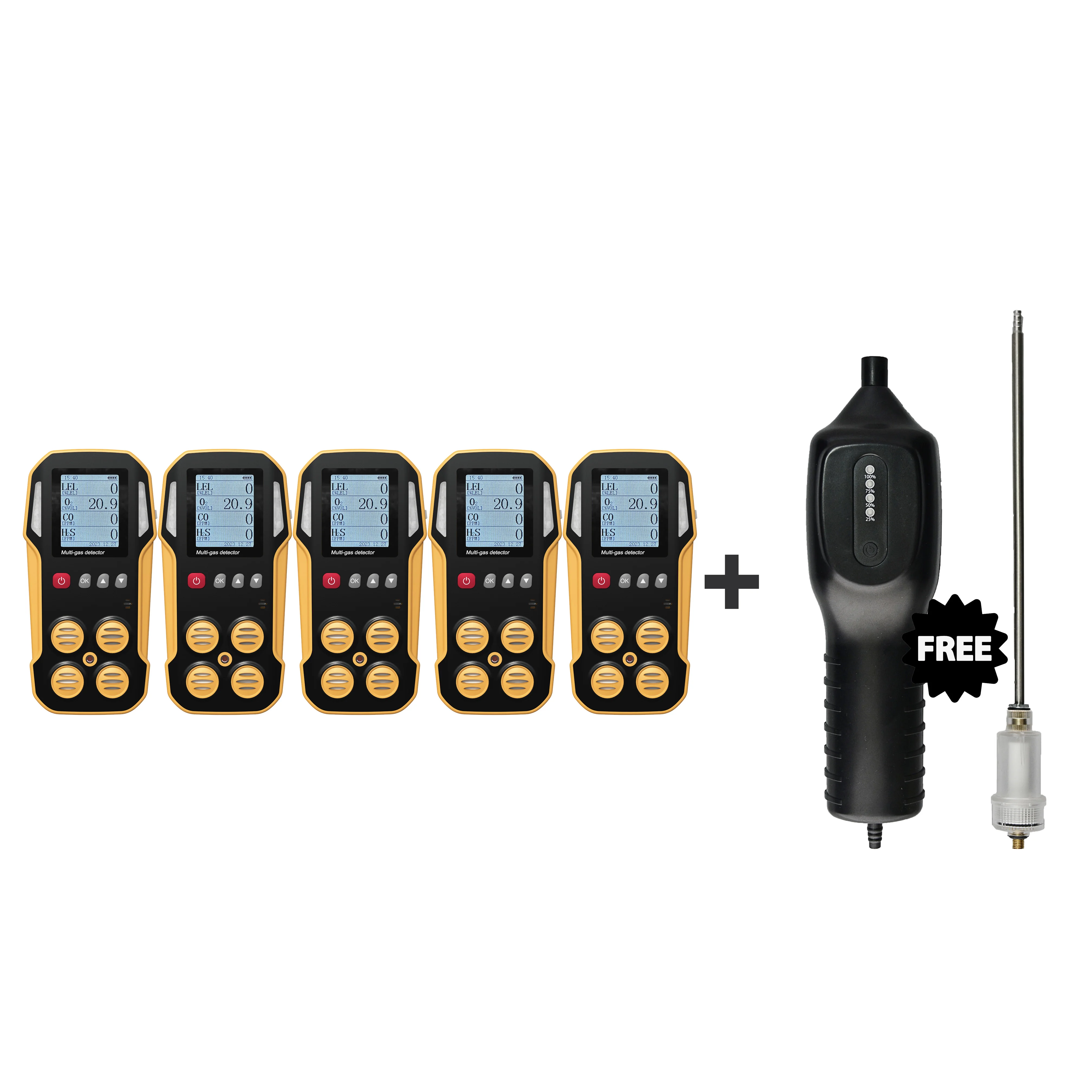 

Price Economy Multi Gas Detector LEL O2 CO H2S 5pcs pack cheap price 4 gas detector