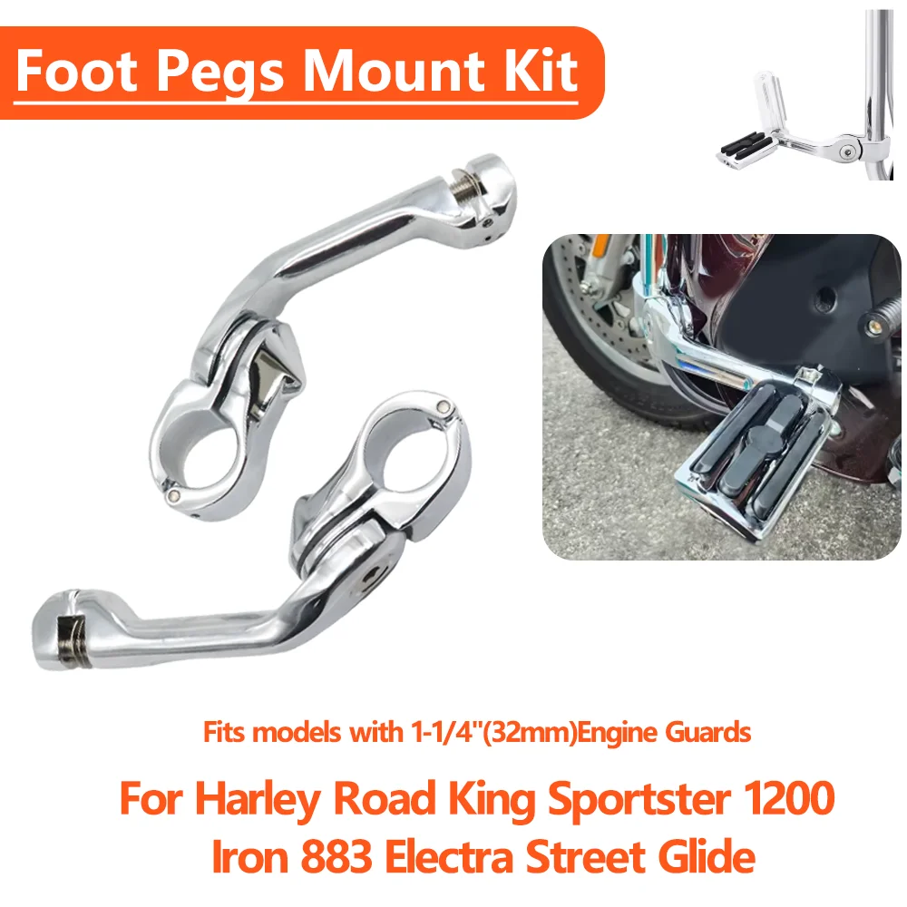 

For Harley Road King Sportster 1200 Iron 883 Footrest Engine Guard Mount Footpegs Fits Models with 1-1/4 (32mm) Engine Guards
