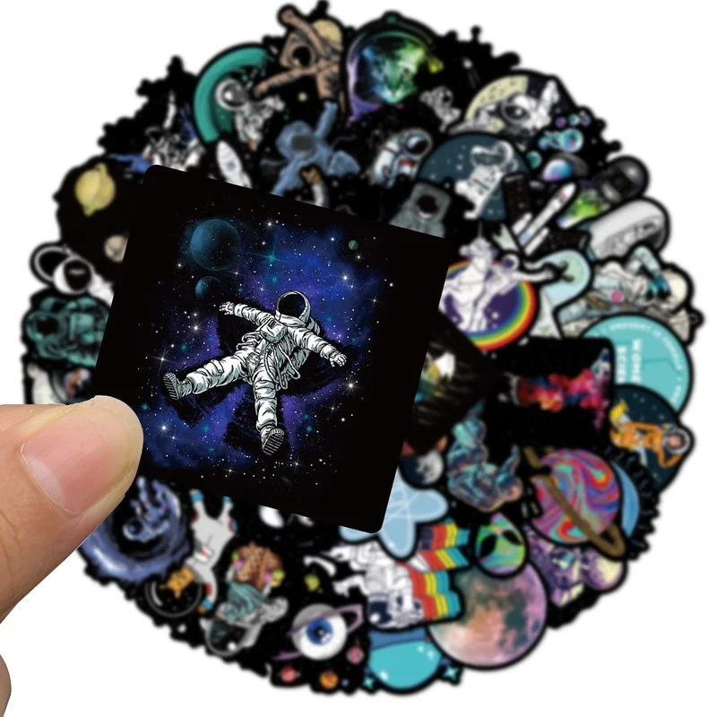 10/30/50 pçs espaço exterior astronauta graffiti adesivos dos desenhos animados diy skate álbum diário bagagem pvc adesivo à prova dwaterproof água