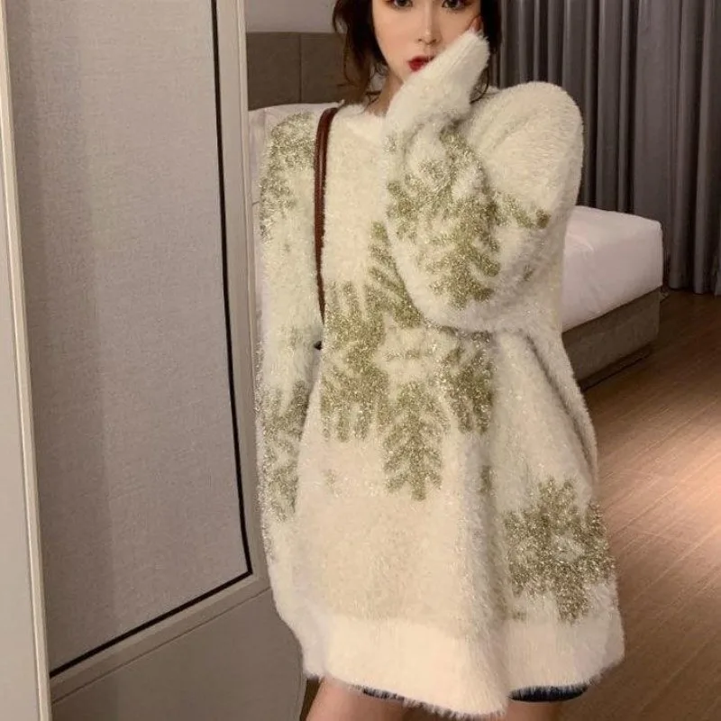 

Осенне-зимний женский пуловер с круглым вырезом и круглым вырезом 2025 года, джемпер в стиле Харадзюку, теплый тренд, популярные вязаные свитера Y2k для женщин