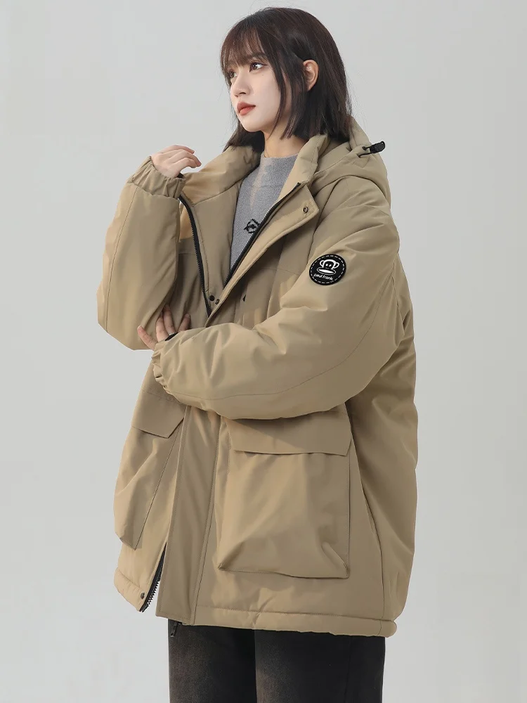 

PaulFrank Thiened Cotton Jaet for Men with Hood Loose Fit Multiple kets Winter Warm Outerwear Youth Faion Casual