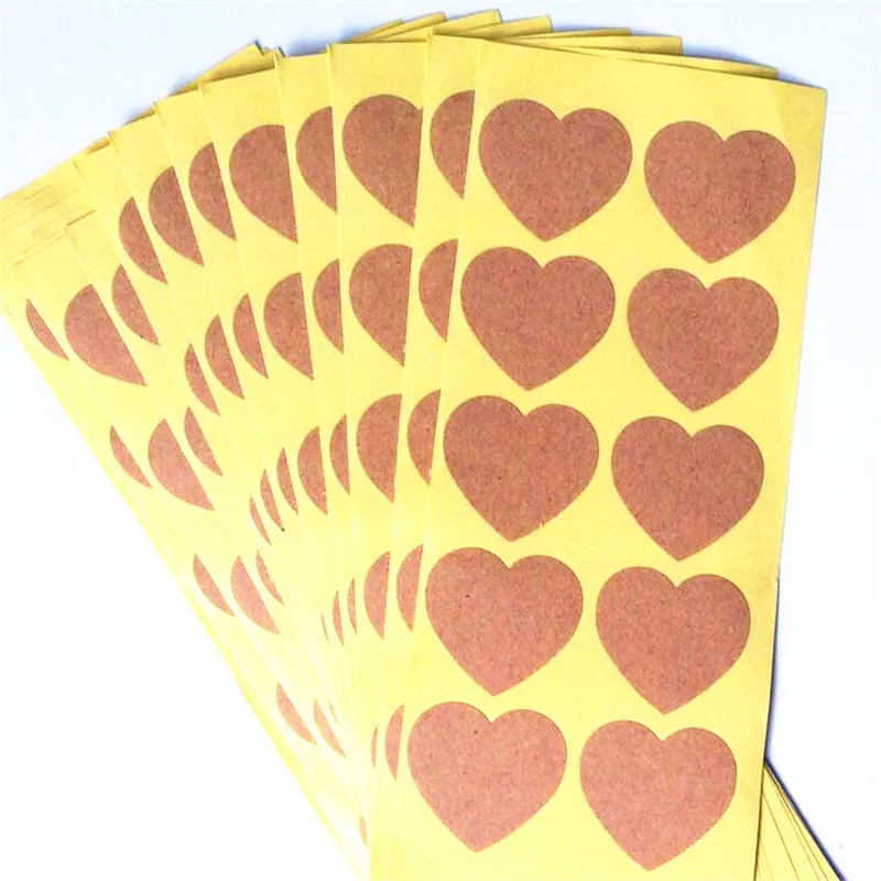 100 teile/los Vintage romantisches Herz Design Kraft papier Siegel Aufkleber für handgemachte Verpackung Etikett DIY selbst klebende Aufkleber