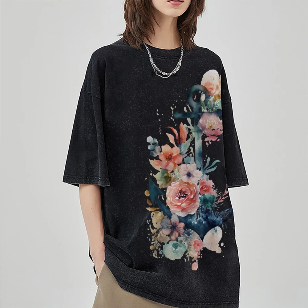 

Hand-Painted Style Pattern, Korean Style T-Shirt, Hand-Painted Abstract Tee Women, Y2k Graphic Design, Oversized Summer Top,2025
