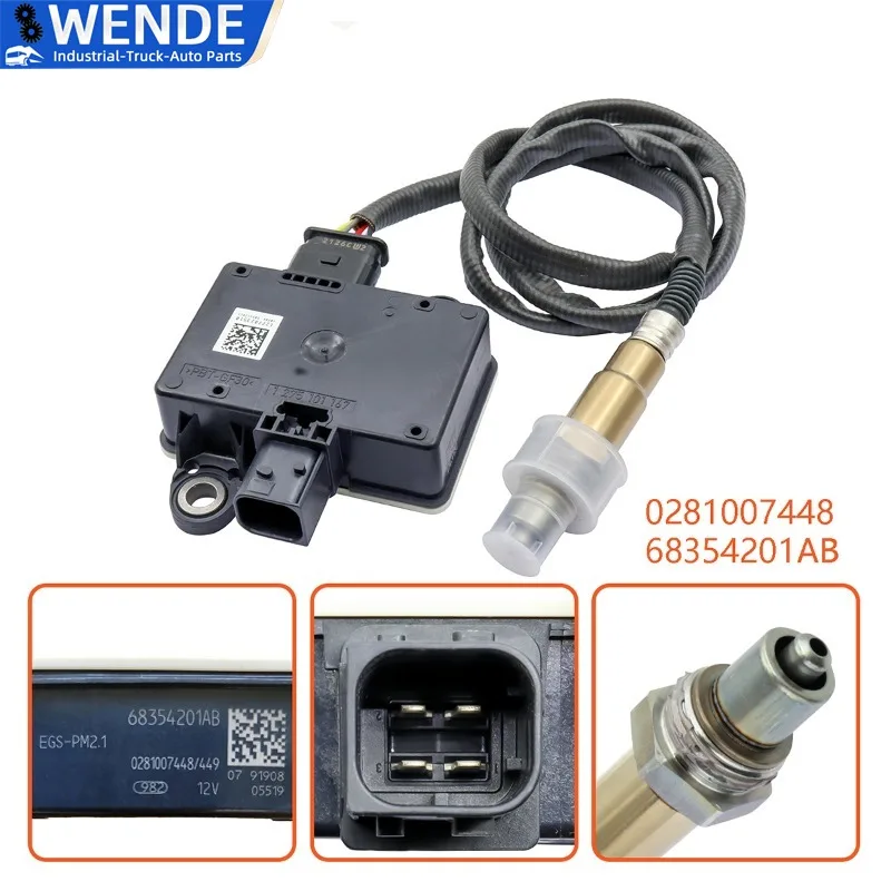 PM Dust Particle Sensor 0281007448 0281007449 68354201AB 12V Exhaust Particulate Sensor for Ram 2500 3500 6.7L 2019-2022