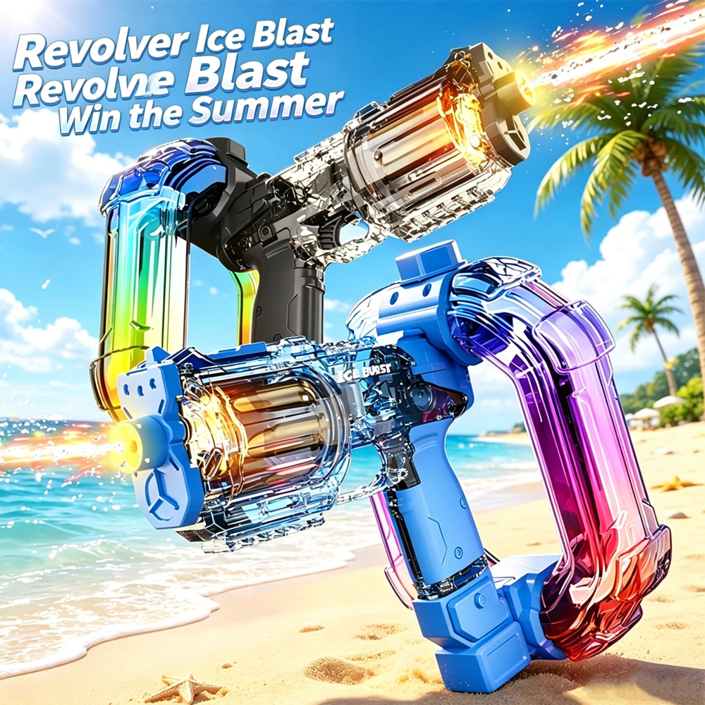

2026 Explosion Flash Left Wheel Ice Explosion Water Gun Electric Iinkage High-pressure Water Gun Summer Swimming Pool Toy