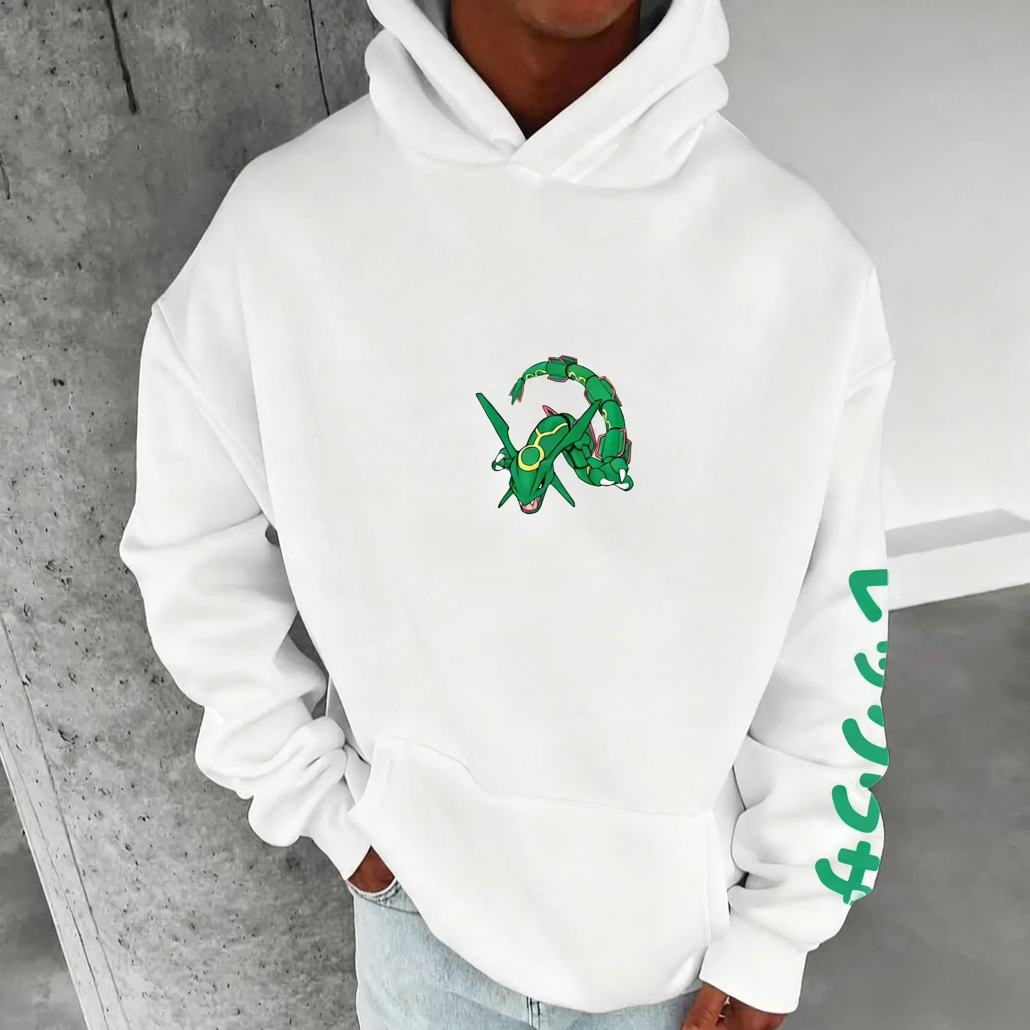 Pokémon Anime Rayquaza Co Branded Hoodie 2025 Herfst/Winter Nieuwe Heren en Dames Hip Hop Trendy Dagelijks Casual Ouder-kind Top