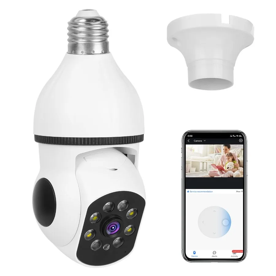 

E27 WiFi Bulb Camera 1080P FHD WiFi IP Pan Tilt Security Surveillance Camera with TwoWay Audio Full Color Night Vision Flood Li
