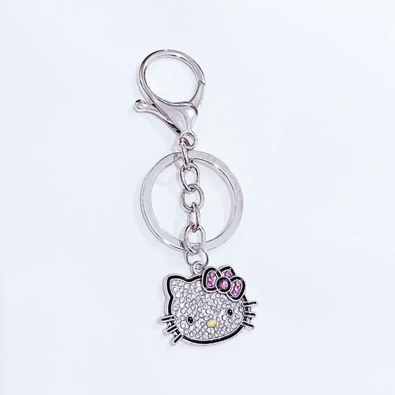 Hello Kitty Shiny Diamond Phone Chain, Kawaii Sanrio Cartoon Keychain, Decoração de Pingente Bonito, Presentes de Férias para Meninas, Mochila Y2K