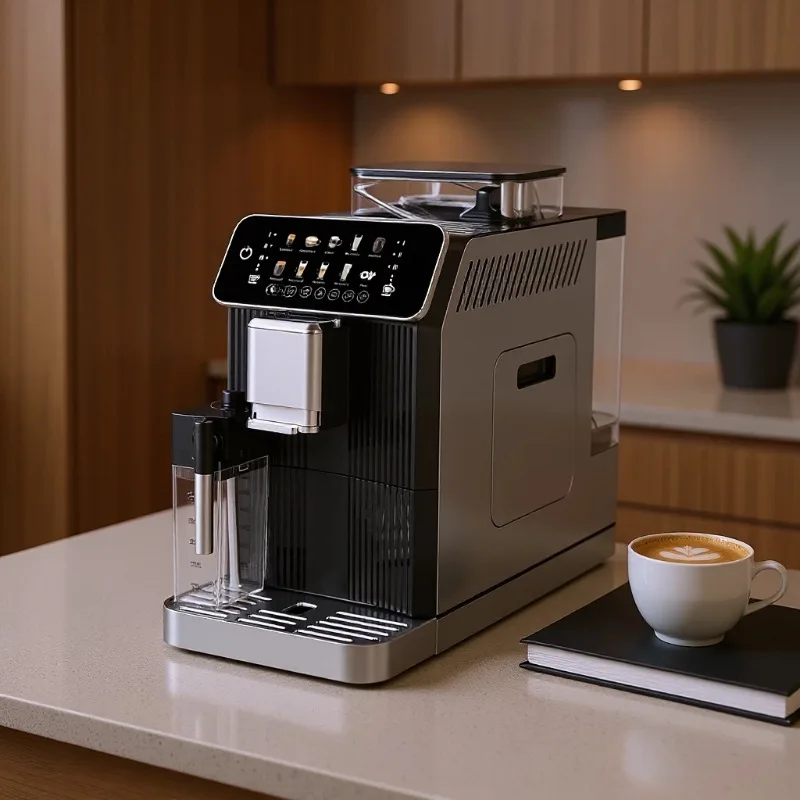 Professional Fully Automatic Bean to Cup Espresso Machine with Touch Screen One Touch Cappuccino Latte Coffee Maker for Home
