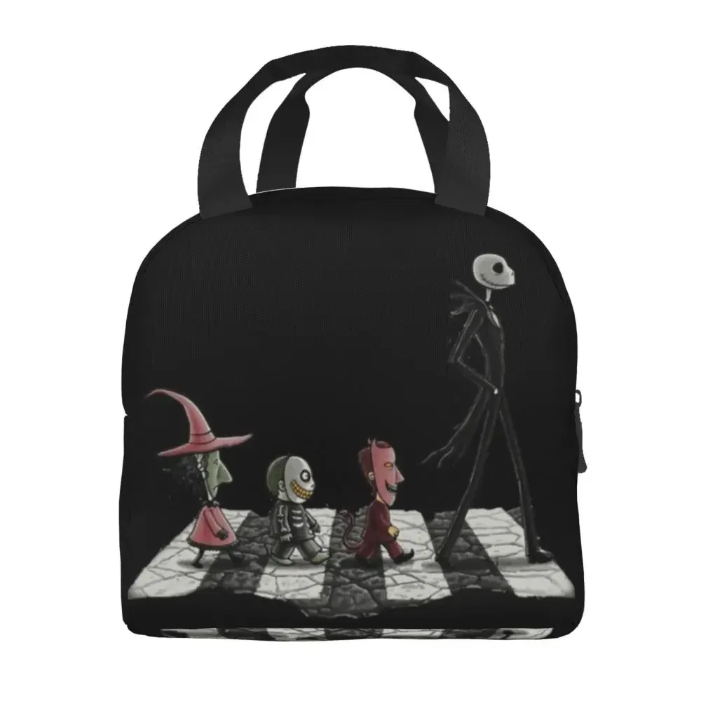 Skellington Halloween Town Insulated Lunch Bags for Women Skeleton Portable Thermal Cooler Food Lunch Box Kids School Children