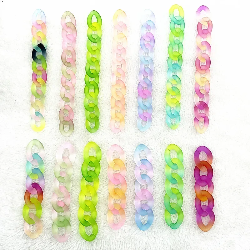 15pcs 13x18mm 17x22mm Acrylic Gradient Jelly Series Twisted Chains Assembled Parts Beads DIY Necklace Earrings Accessories