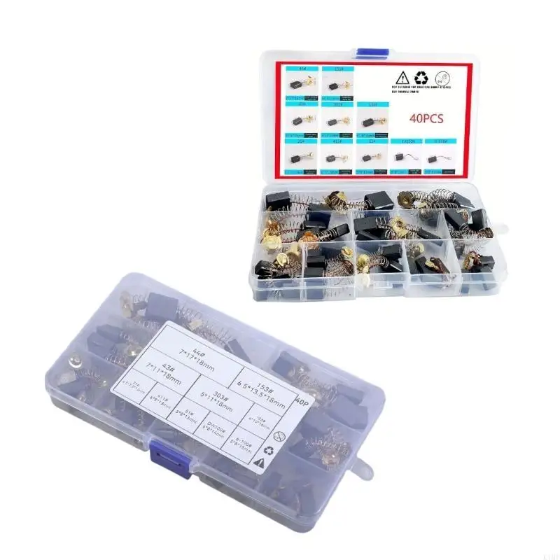 

Pack of 40 Electric Carbon Brush Set Power Tool Repair with 10 Sizes for Grinders and Drills Maintenance Accessories