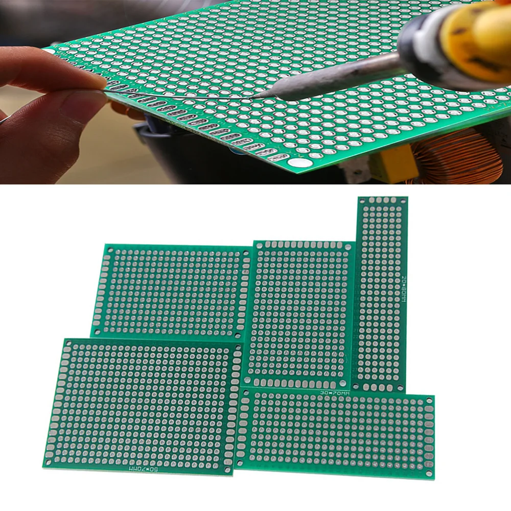 5PCS PCB Board Kit Single Sided PCB 2x8 3x7 4x6 5x7 6x8 10x10 10x15 10x22 12x18 15x20cm Breadboard Plate DIY Soldering Project