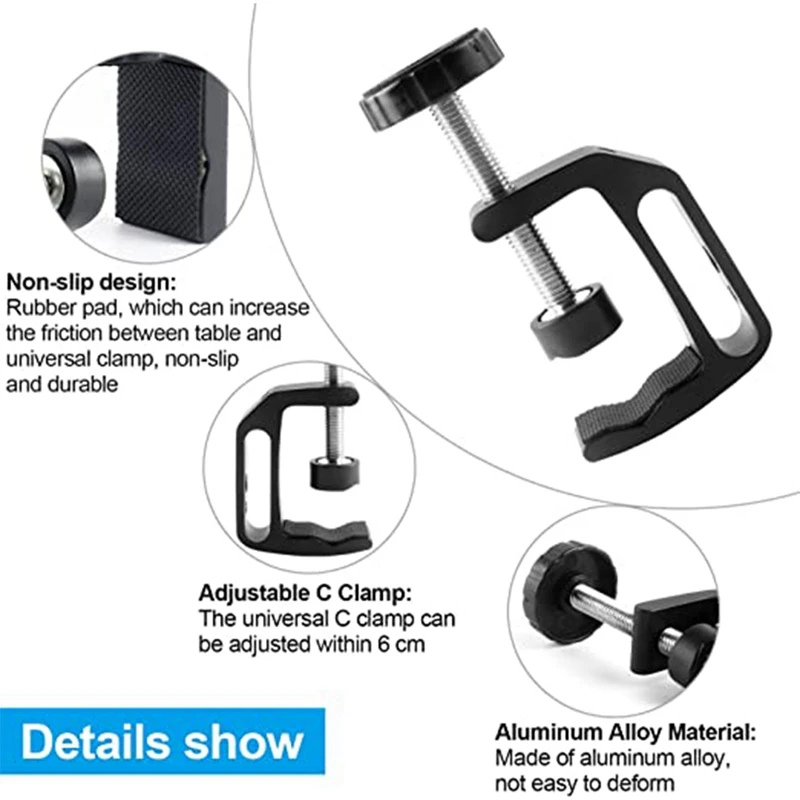 New C-Clamp Aluminum Alloy Fixed Desktop Clamp Fixed Flash Camera Tripod Photography Woodworking Fixture