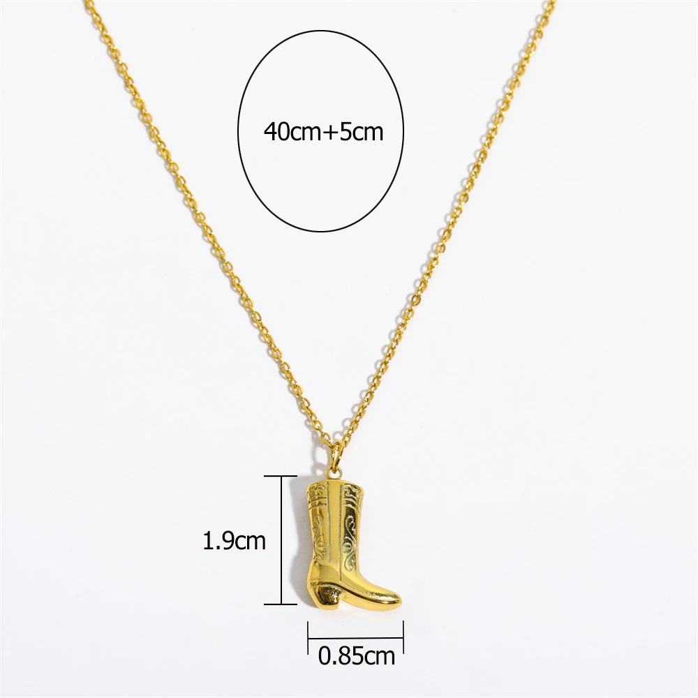 Stainless Steel Golden Color Western Cowboy Boots Pendant Necklace for Women Link Chains Collar Necklaces Cowgirl Gifts