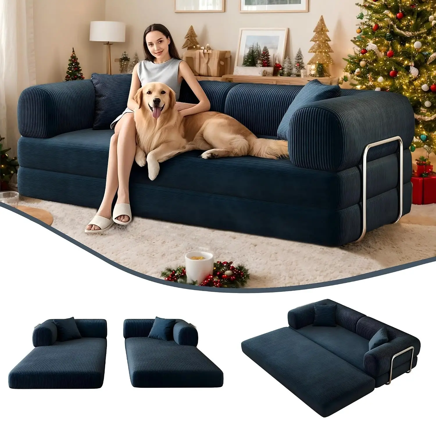 Corduroy Sleeper Sofa, 78.8