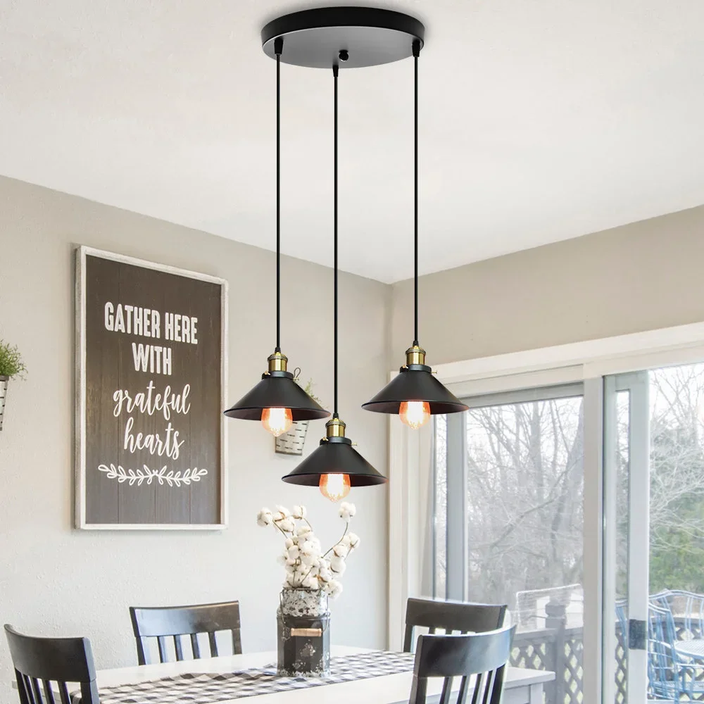 JOYINLED Vintage Black Irone Hanging Lamp E27 for Playroom, Library, Boutique, Landing, Corridor, Island Counter, Kitchen, Porch