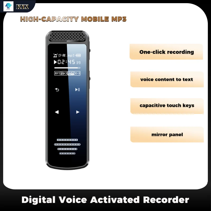 

Digital Voice Activated Recorder Touchscreen Voice-to-Text AI Intelligence HD Noise Reduction Voice-Activated Recording With MP3
