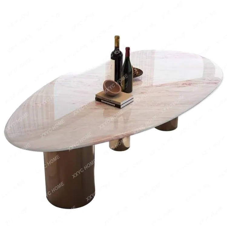 LX Dining table light luxury high-end marble natural rose rainbow water drop dining table