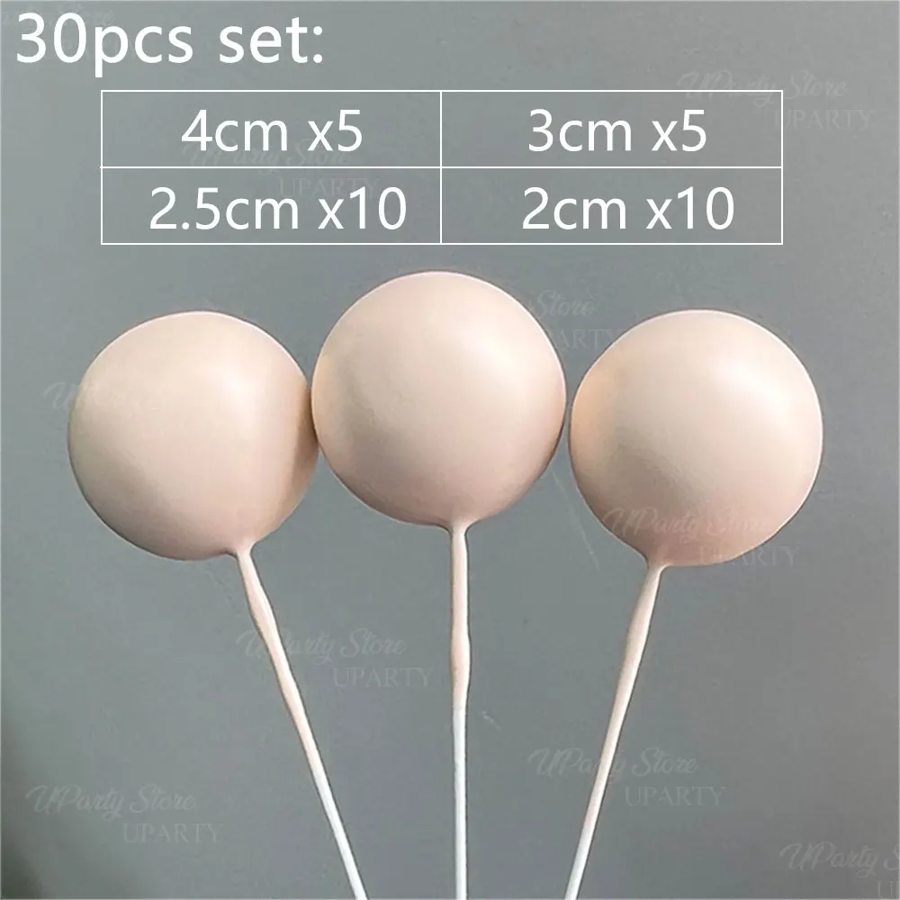 30 Stück beige Kugeln Kuchendeckel 2-4 cm Schaumstoffball Boho Creme Kuchendeckel für Geburtstag Babyparty Hochzeit Cupcake Kuchen Dekor Gastgeschenk – Detail 2