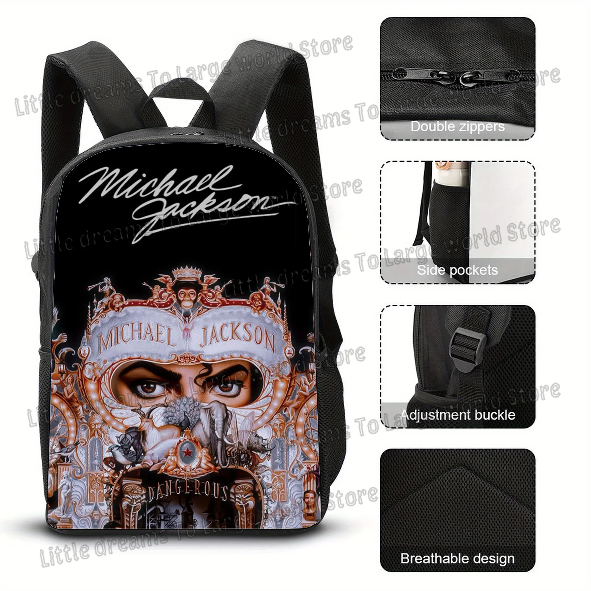 Michael Jackson Backpacks Student 3D Printing 16inch School Bags