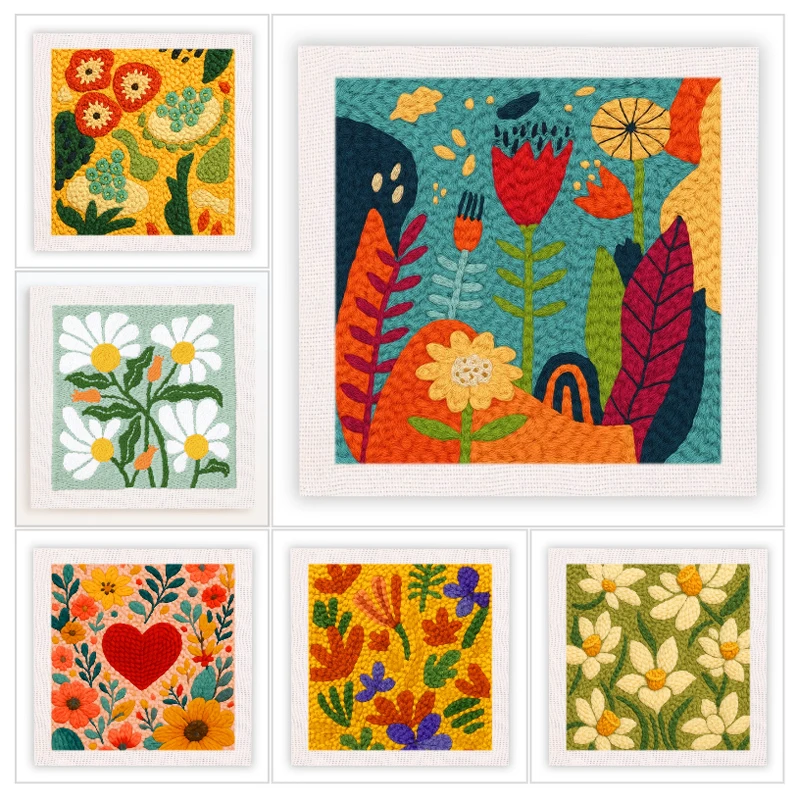 Embroidery Roll Pattern - DIY punch needle Cross Stitch Kit