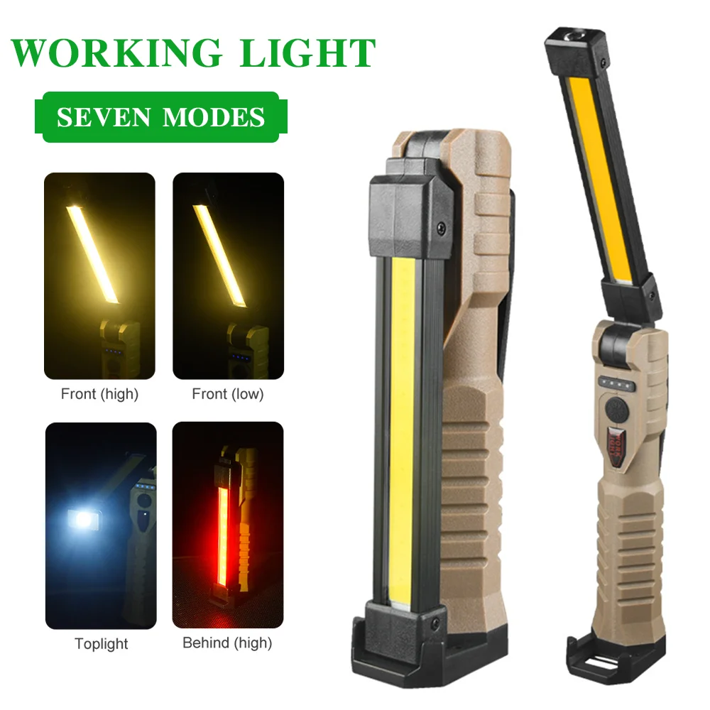 

LED Emergency Floodlight COB Folding Work Lamp Strong Magnet Strong Light Emergency Flashlight Type C Car Service Lamp