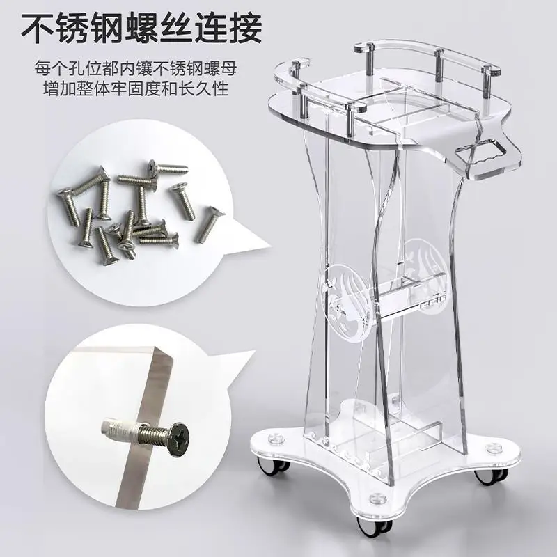 Transparent Professional Beauty Salon Furniture Tray Trolley Aesthetics Medical Storage Cart With Wheels