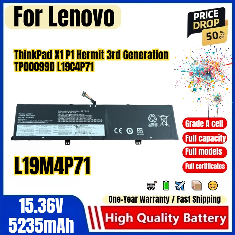 L19M4P71 for Lenovo ThinkPad X1 P1 Hermit 3rd Generation TP00099D L19C4P71 Laptop Battery High Quality  Replacement Bateria