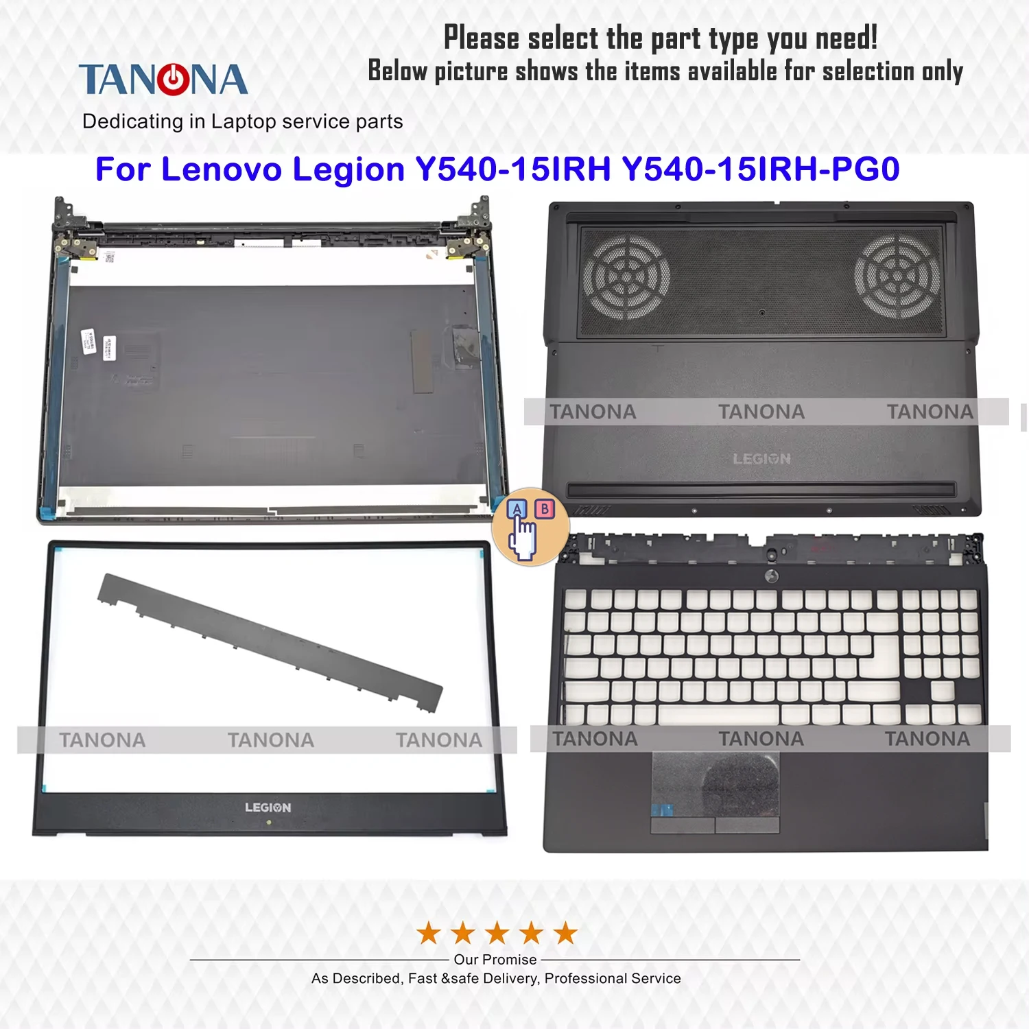 Orig New 5CB0U42702 5CB0U42701 Blk For Lenovo Legion Y540-15IRH Y540-15IRH-PG0 Top Back Cover Rear Lid Bezel Palmrest Bottom Cap