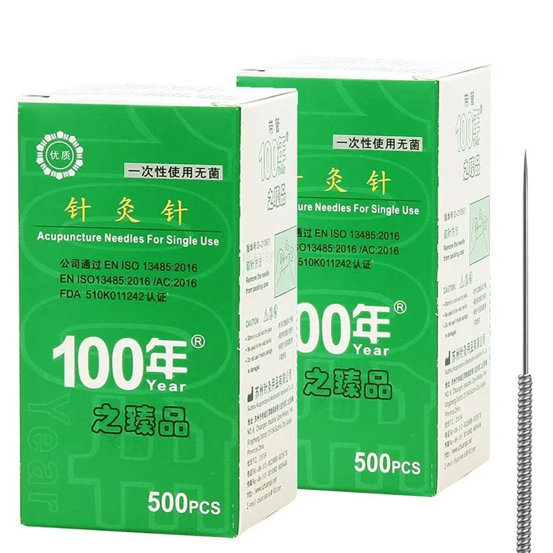 

1000PCS = 2 Boxes*500 Pcs Sterile Acupuncture Needle with Tube Flat handle Accupuncture Practice Beauty Acupoint Massager