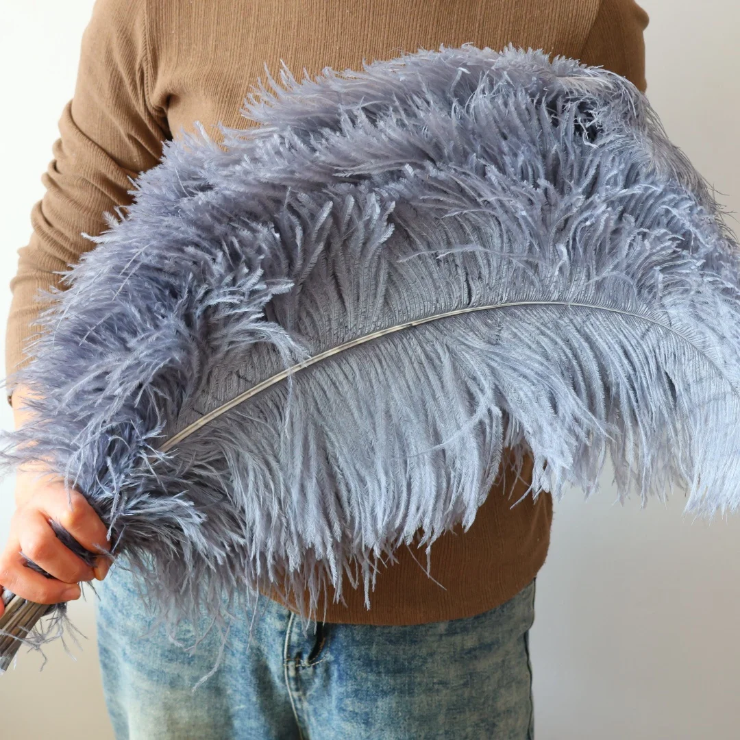 10pc Grey Ostrich Feathers Natural Plumes 26 28 Inches Wedding Party Carnival Decoration Craft Table Centerpiece Accessories DIY
