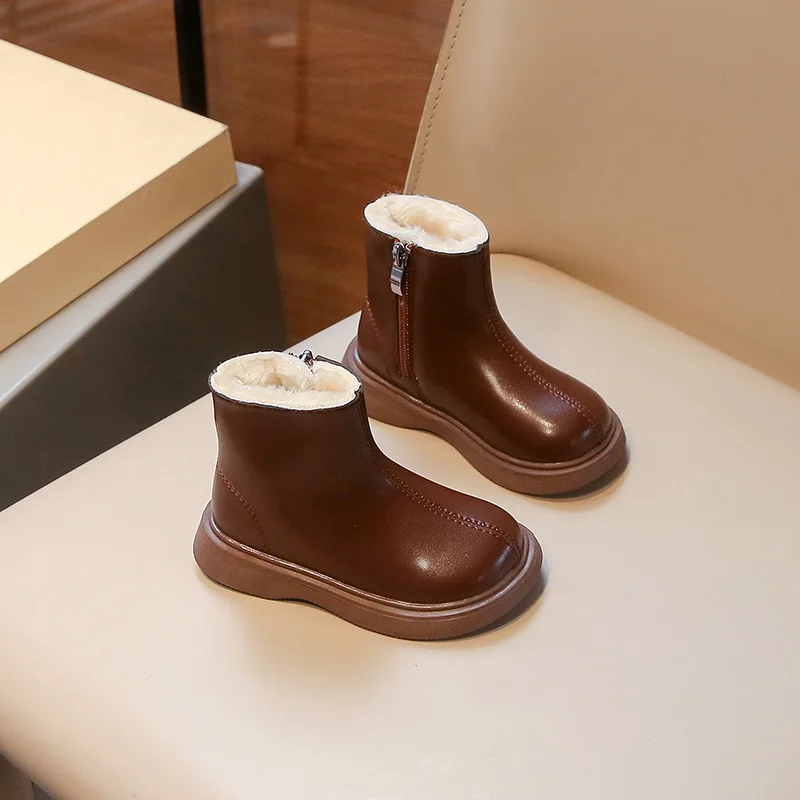 Botas de nieve de algodón para niños, zapatos antideslizantes de tela impermeable, botas cálidas para exteriores, invierno, nueva moda