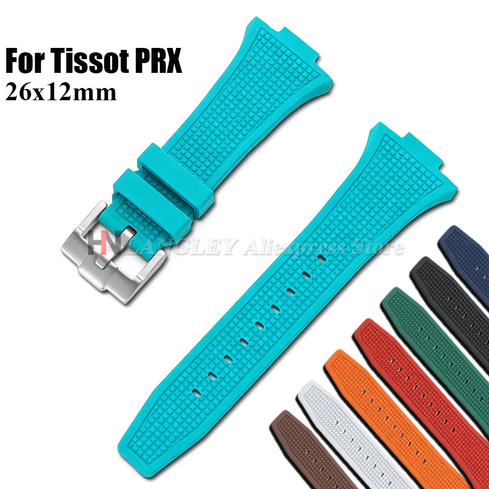 Correa de reloj de silicona suave para Tissot PRX Super Player T137.407-410, correa de reloj de goma para hombre, repuesto impermeable, pulsera de 26x12mm